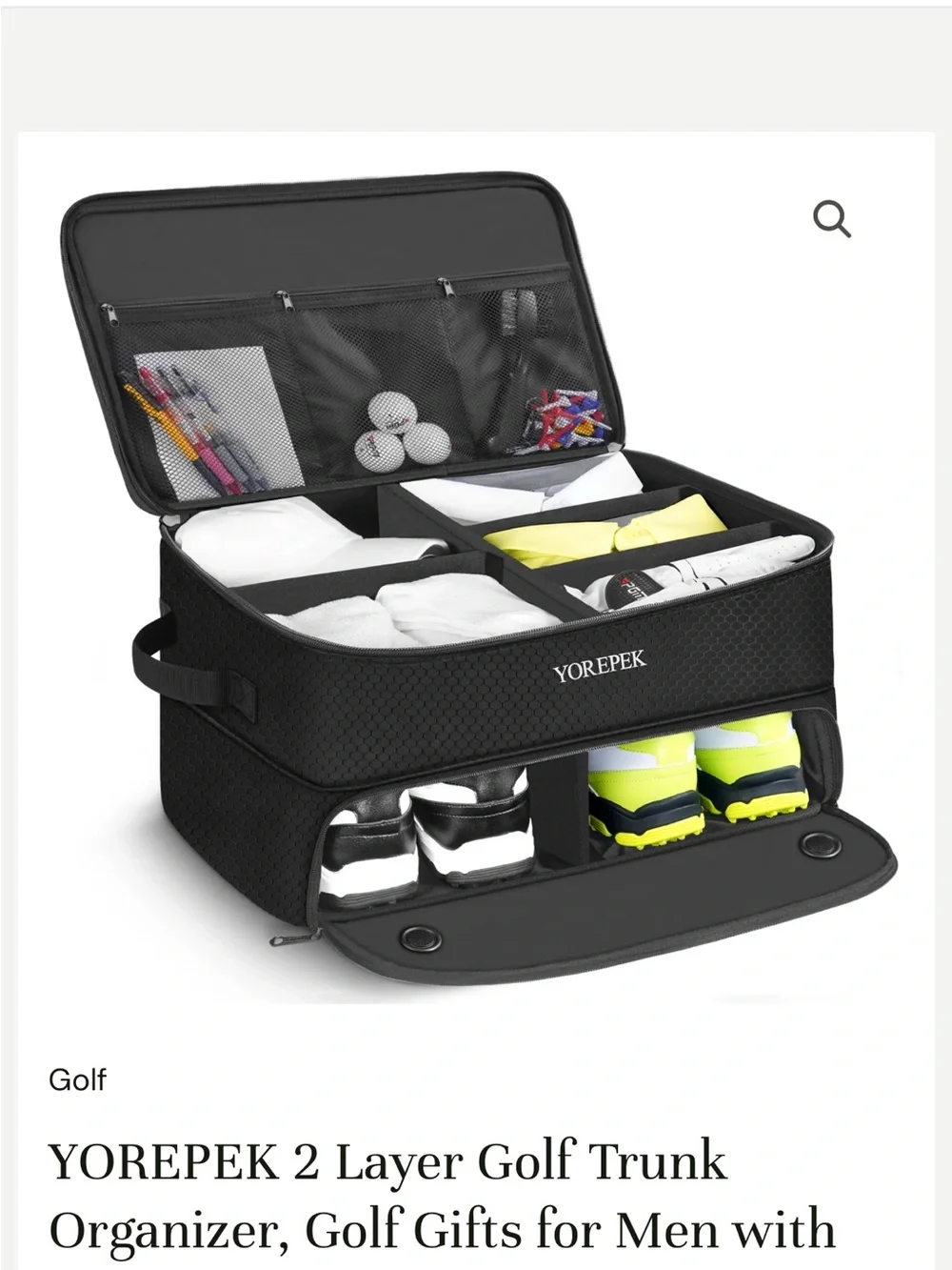Black 2-Layer Golf Trunk Organizer